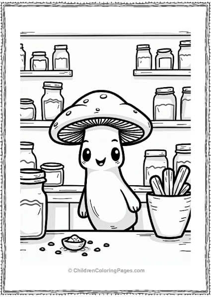 Portobello Mushroom Character Behind Spice Rack Free PDF Printable