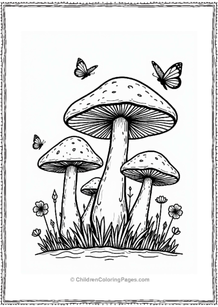 Portobello Mushroom Cluster In A Garden Free PDF Printable