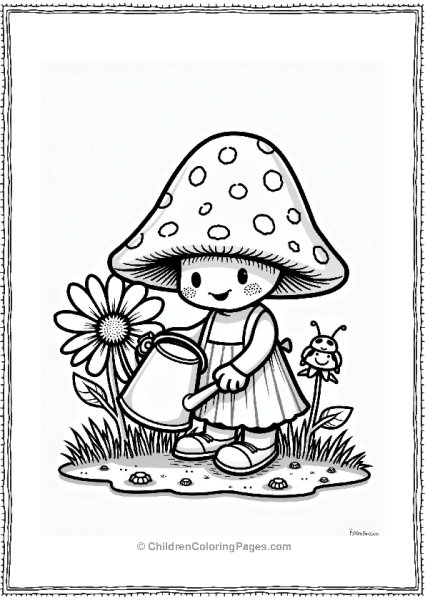 Portobello Mushroom Gardener With Flowers Free PDF Printable