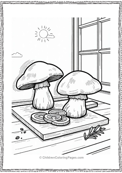 Portobello Mushroom Slicing Scene Free PDF Printable