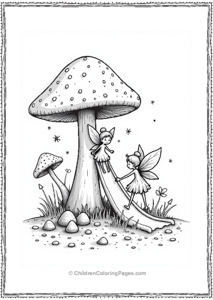 Portobello Mushroom With Fairies Free PDF Printable