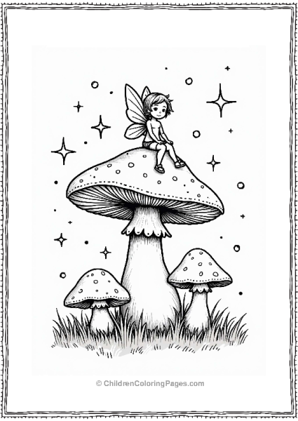 Portobello Mushroom With Fairy Under Stars Free PDF Printable