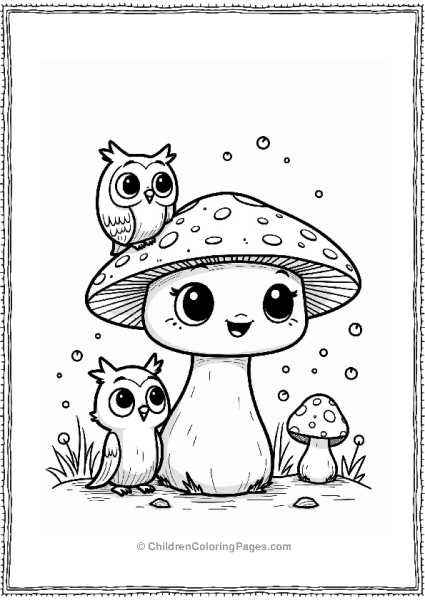Portobello Mushroom With Owl Friends Free PDF Printable