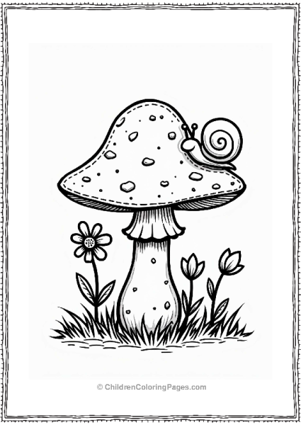 Portobello Mushroom With Snail In A Garden Free PDF Printable