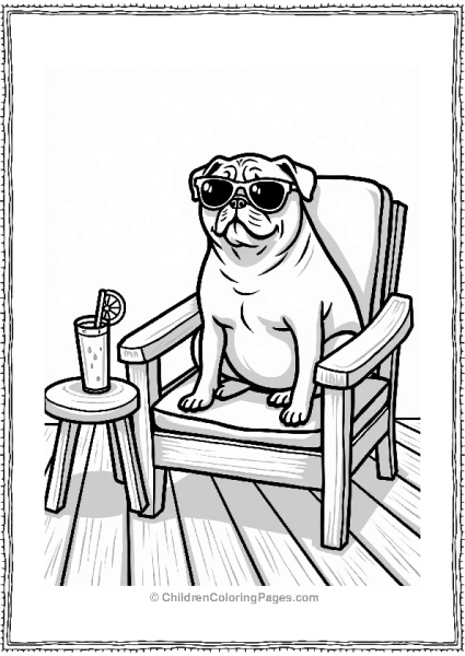 Pug Relaxing With Lemonade Free PDF Printable