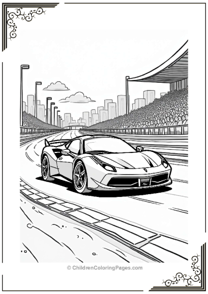 Race Sports Cars On City Track Free PDF Printable