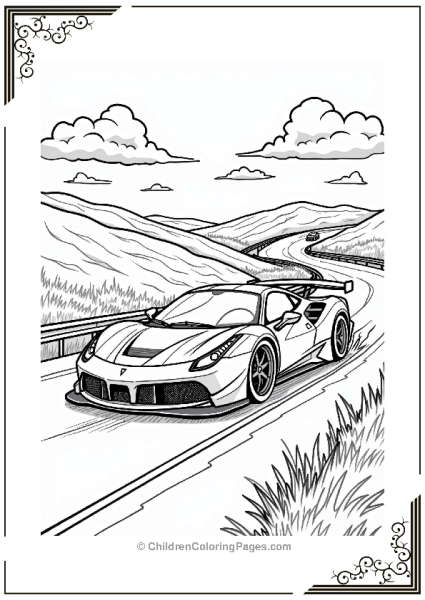 Racing Sports Cars On A Scenic Highway Free PDF Printable