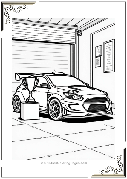 Rally Sports Cars With Trophy In Garage Free PDF Printable
