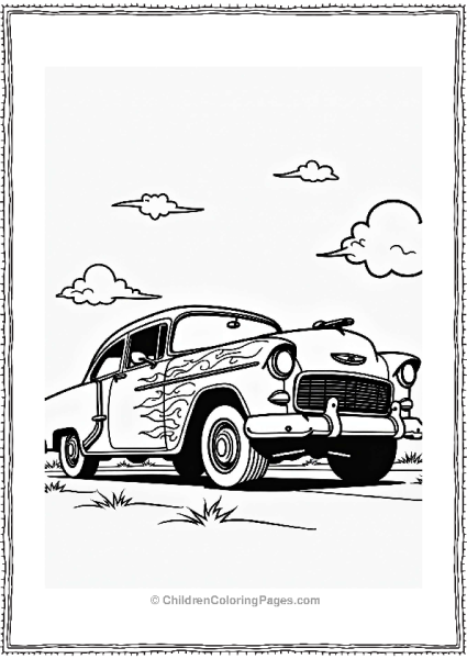 Retro Lowrider Car With Flames Free PDF Printable