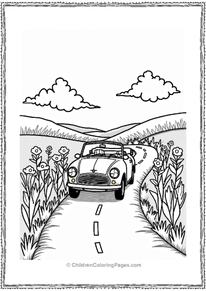 Rural Cars Convertible Car On A Country Road Free PDF Printable