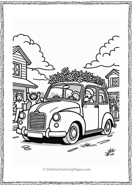 Rural Cars Family Car At Town Parade Free PDF Printable