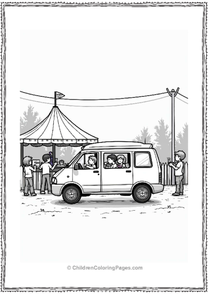 Rural Cars Family Minivan At School Fair Free PDF Printable