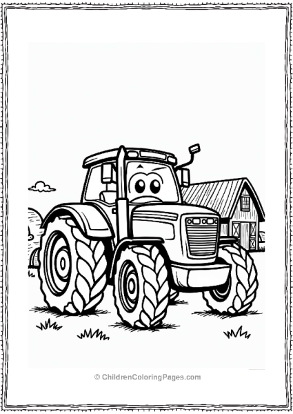 Rural Cars Red Tractor And Cow In A Barnyard Free PDF Printable
