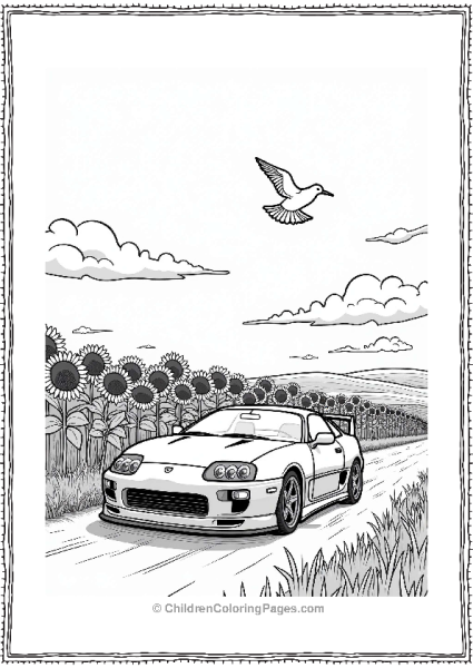 Rural Cars Sporty Car In A Sunflower Field Free PDF Printable