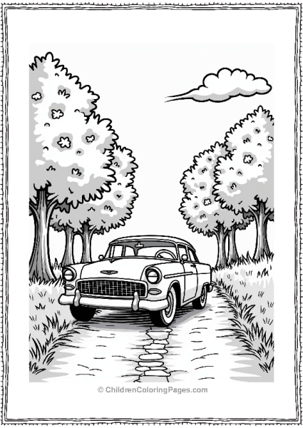 Rural Cars Vintage Car On Autumn Road Free PDF Printable