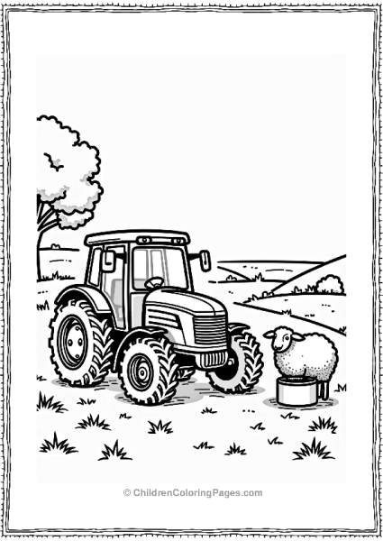 Rural Cars Vintage Tractor And Grazing Sheep Free PDF Printable