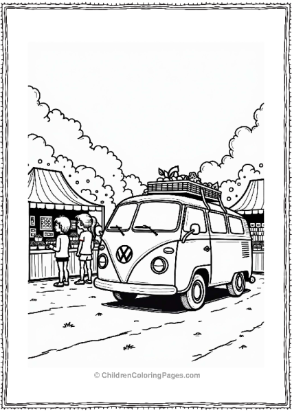 Rural Cars Vintage Van At A Craft Fair Free PDF Printable