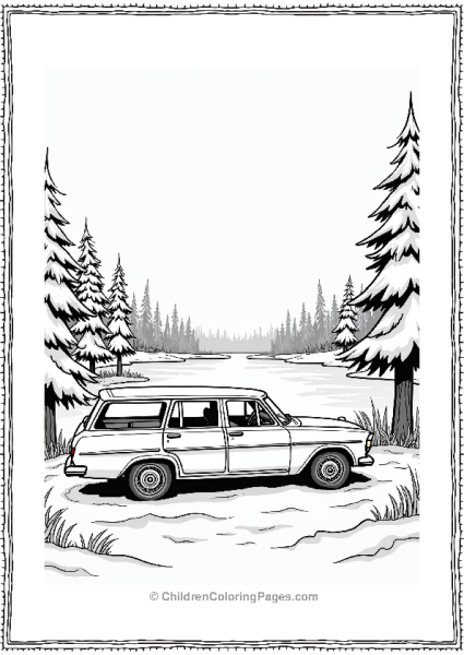 Rural Cars Winter Station Wagon By A Serene Lake Free PDF Printable