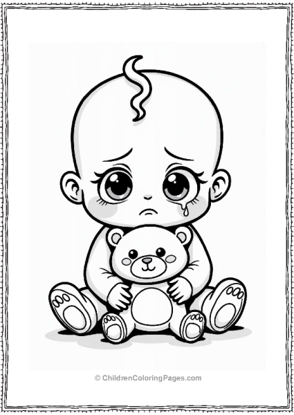 Sad Cry Babies With Teddy Bear Free PDF Printable