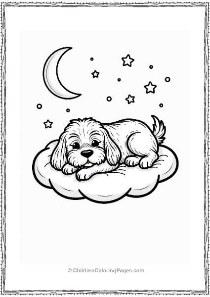 Shih Tzu Resting On A Cloud At Night Free PDF Printable