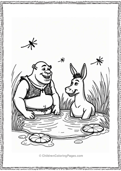 Shrek And Donkey By The Pond Free PDF Printable