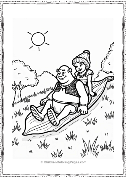 Shrek And Fiona Sliding Down A Hill Free PDF Printable