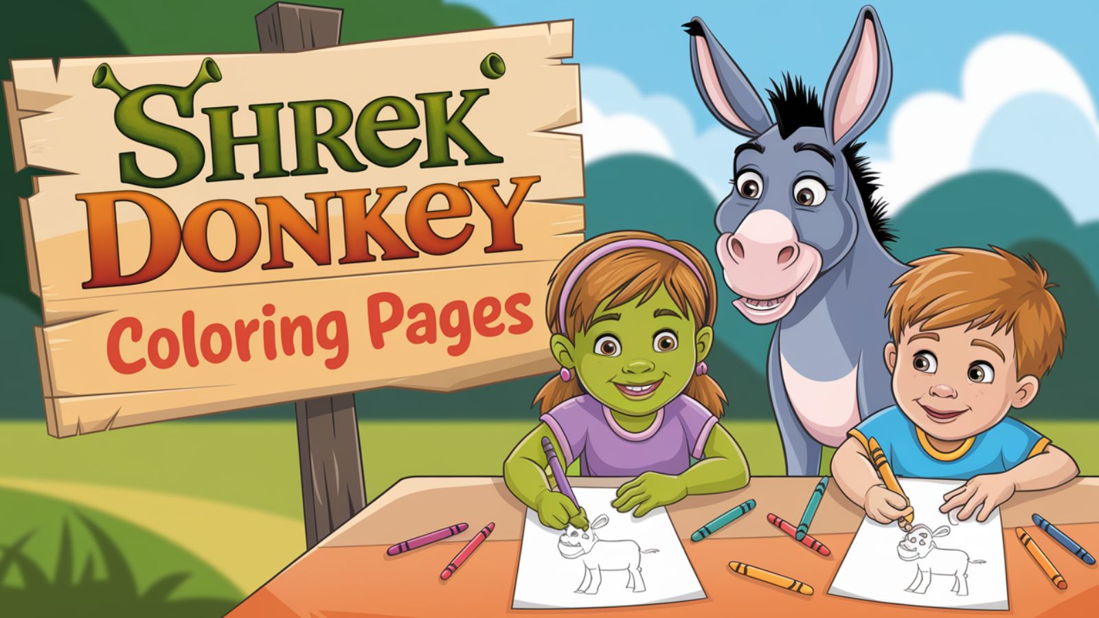 Shrek Donkey Coloring Pages – Free PDF Printables 🐴🧅💬