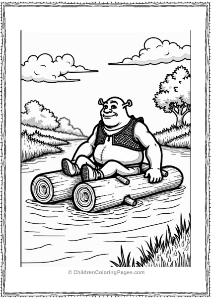 Shrek Floating In A Raft On A Stream Free PDF Printable