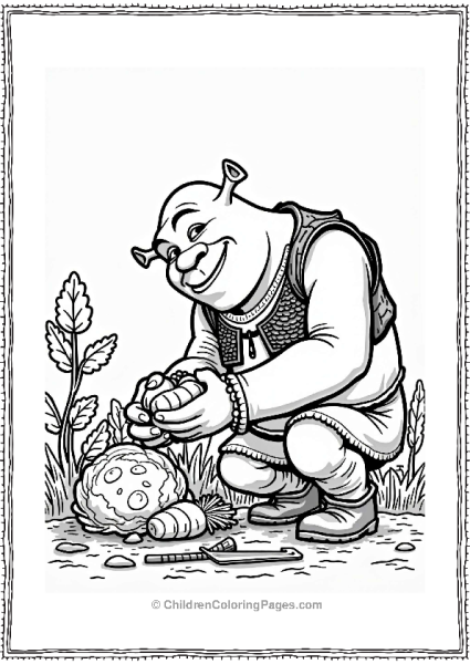 Shrek Picking Veggies In His Garden Free PDF Printable