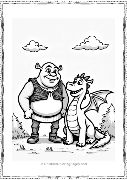 Shrek With A Friendly Dragon Free PDF Printable