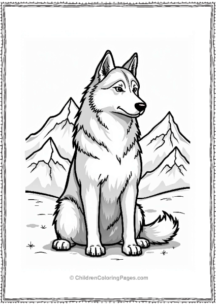 Siberian Husky Surrounded By Mountains Free PDF Printable