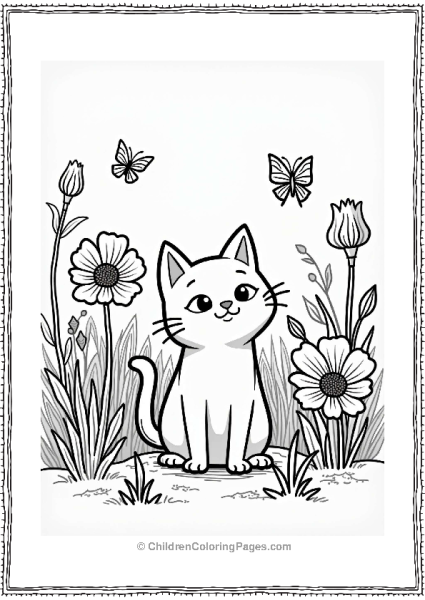 Simon’s Cat In A Flower Garden Free PDF Printable