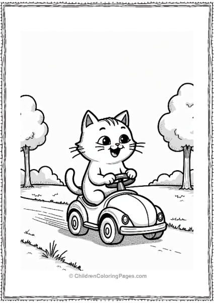 Simon’s Cat Riding A Toy Car Free PDF Printable