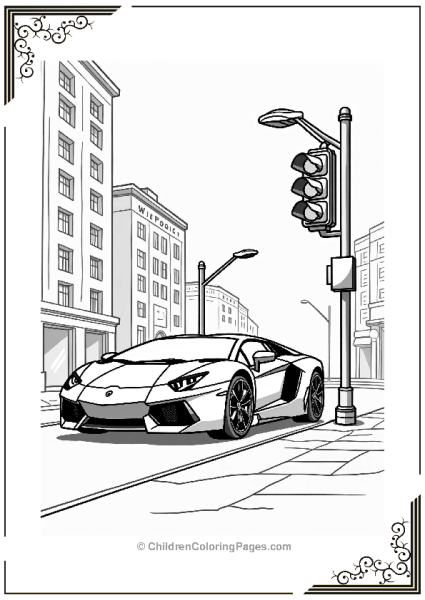 Sleek Sports Cars At A Stoplight Free PDF Printable