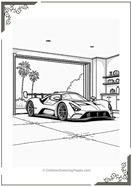 Sleek Sports Cars In A Modern Garage Free PDF Printable