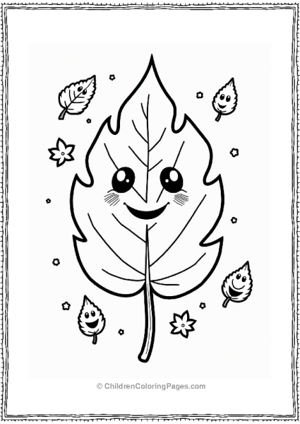 Smiling Leaf Among Playful Leaves Free PDF Printable