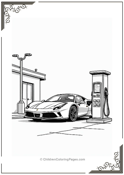Sports Cars Refueling At A Gas Station Free PDF Printable