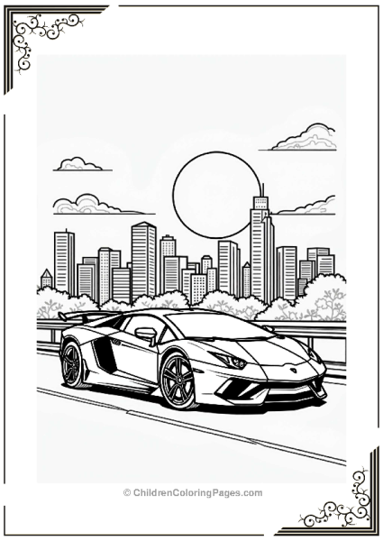 Sports Cars With City Skyline Free PDF Printable