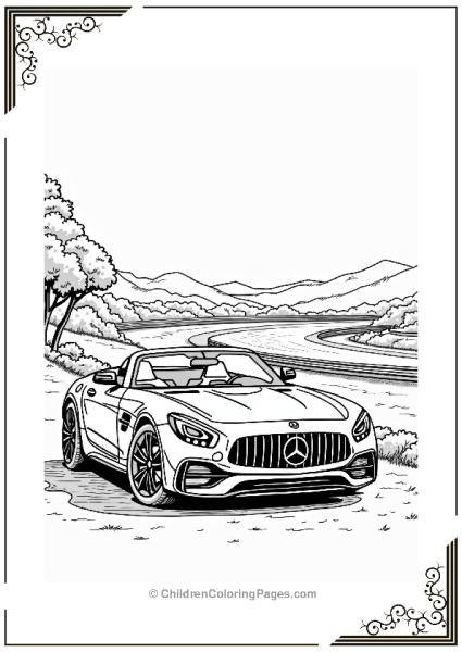 Sporty Convertible At Scenic Viewpoint Free PDF Printable
