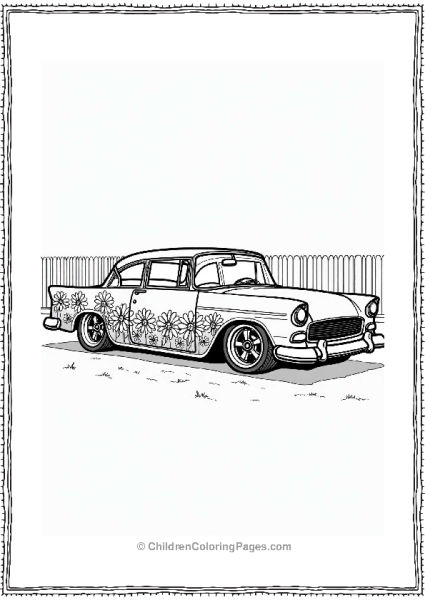 Stylish Lowrider Car With Flowers Free PDF Printable