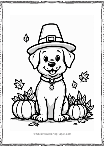 Thanksgiving Dog In Pilgrim Hat Free PDF Printable