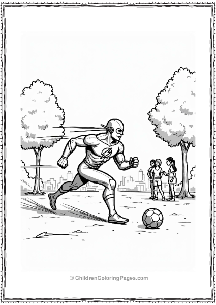 The Flash In A Park Soccer Scene Free PDF Printable
