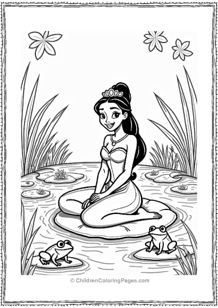 Tiana In The Bayou With Frogs Free PDF Printable