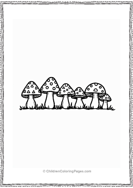 Tiny Geometric Mushrooms In A Row Free PDF Printable