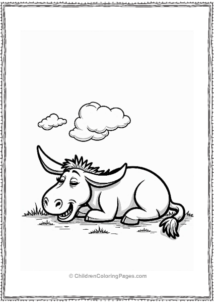 Tired Shrek Donkey Lying On Grass Free PDF Printable