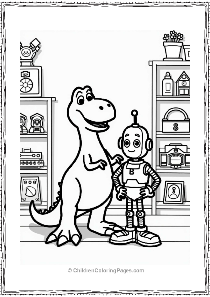 Toy Story Rex And Robot Toy On A Toy Shelf Free PDF Printable