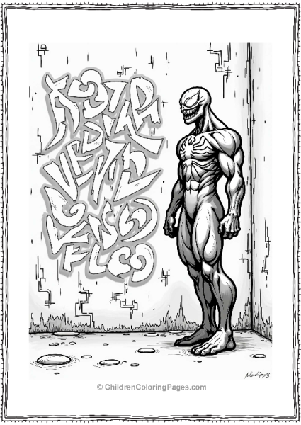 Venom Beside Graffiti Wall Free PDF Printable