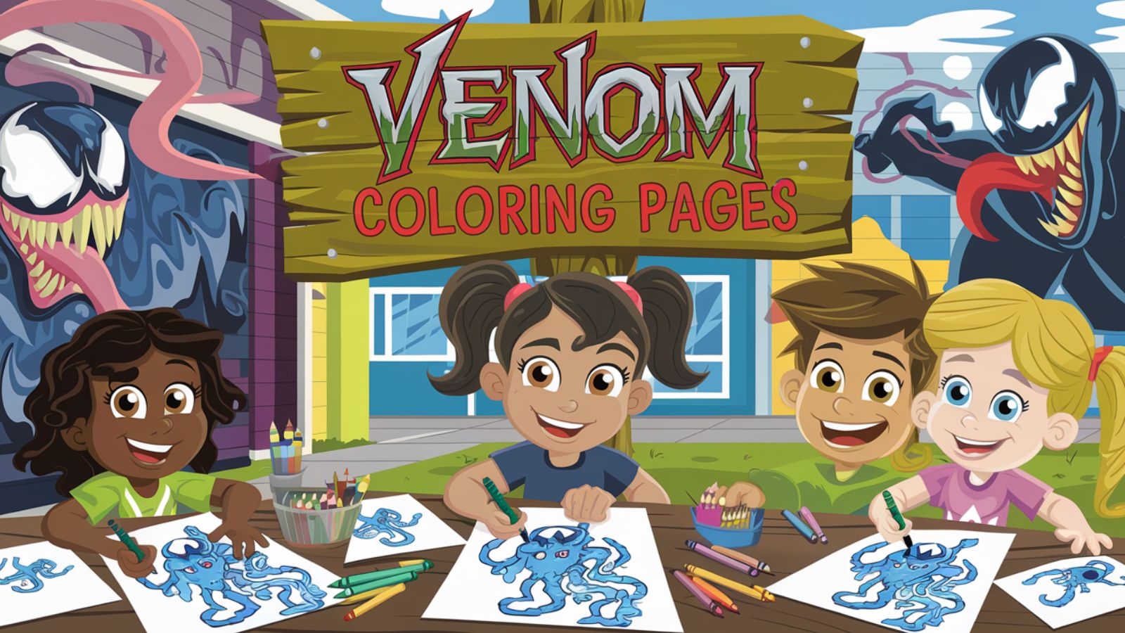 Venom Coloring Pages – Free PDF Printables 🕷️🎥🖤