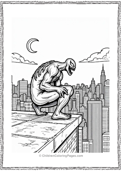 Venom Crouching On A Rooftop Free PDF Printable