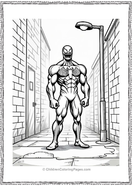 Venom Under A Streetlight In A Dark Alley Free PDF Printable
